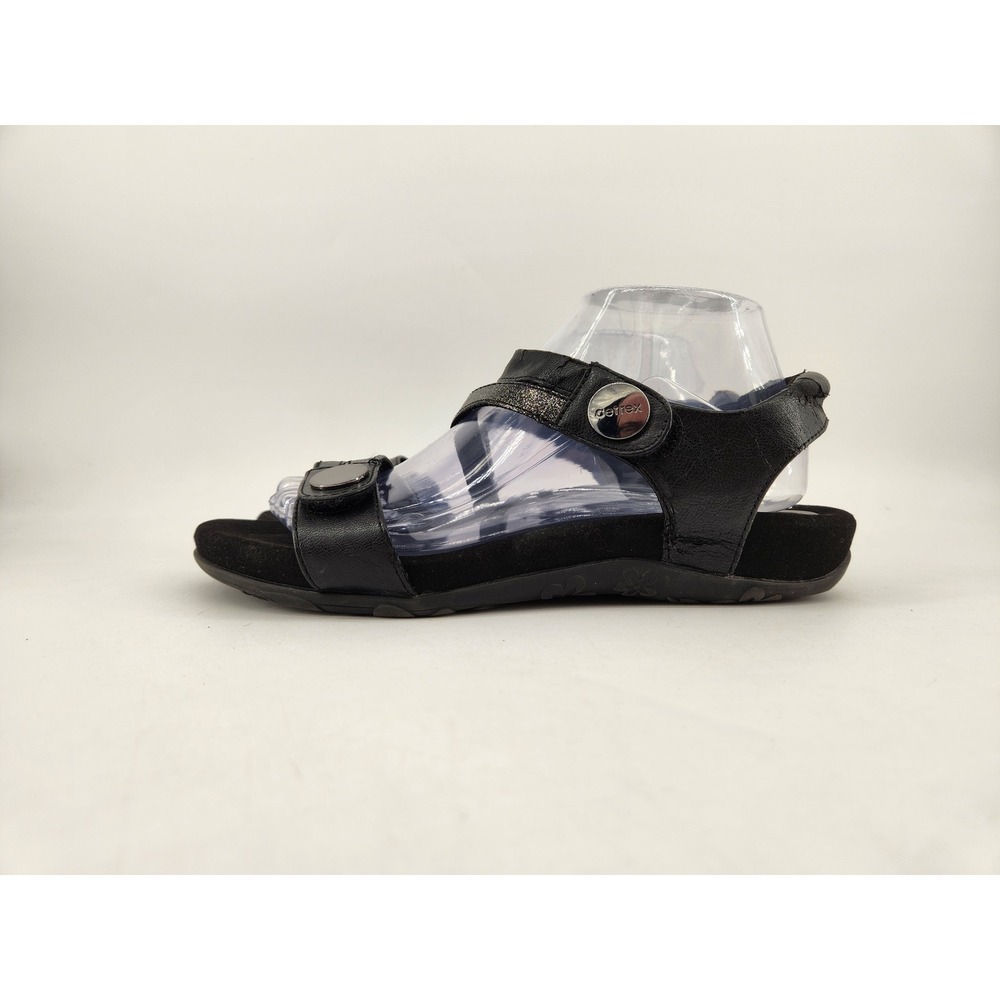 Aetrex Jess Strap Sandals Womens 9-9.5 Black Metallic Strappy Comfort SE210W - Picture 13 of 16